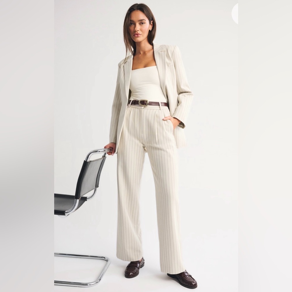 Abercrombie Sloane Tailored Wide Leg Pants 29 Ultra High Rise Pinstripe NWT
